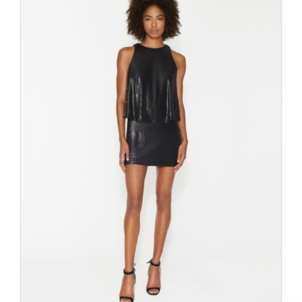 Halston Heritage Black Sequin Mini-Dress